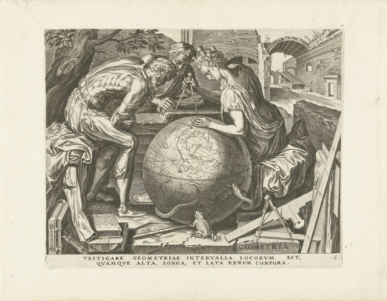 Geometrie (geometrie) Sedm svobodných umění (název série) od Cornelis Cort