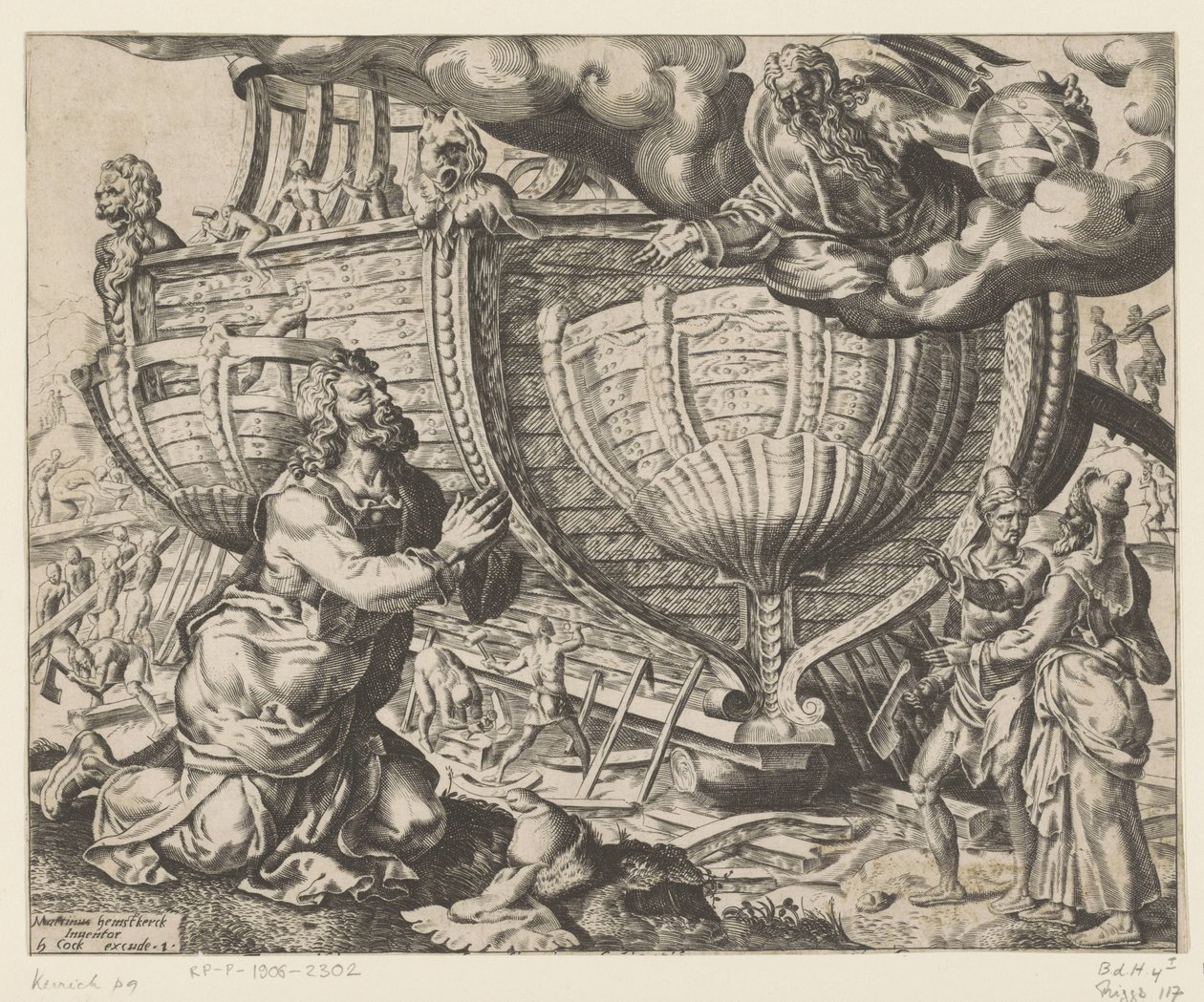 Bůh přikazuje Noemovi, aby postavil archu The History of Noah (název série) od Cornelis Cort