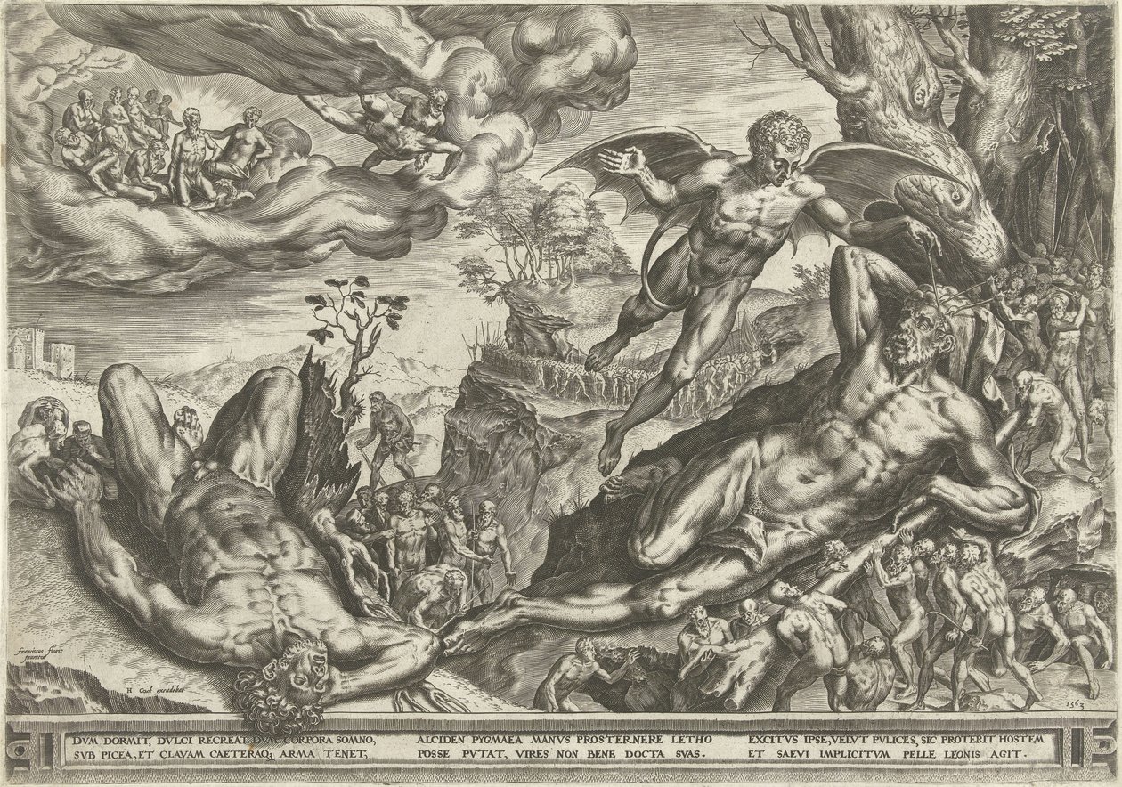 Herkules a Pygmejové od Cornelis Cort