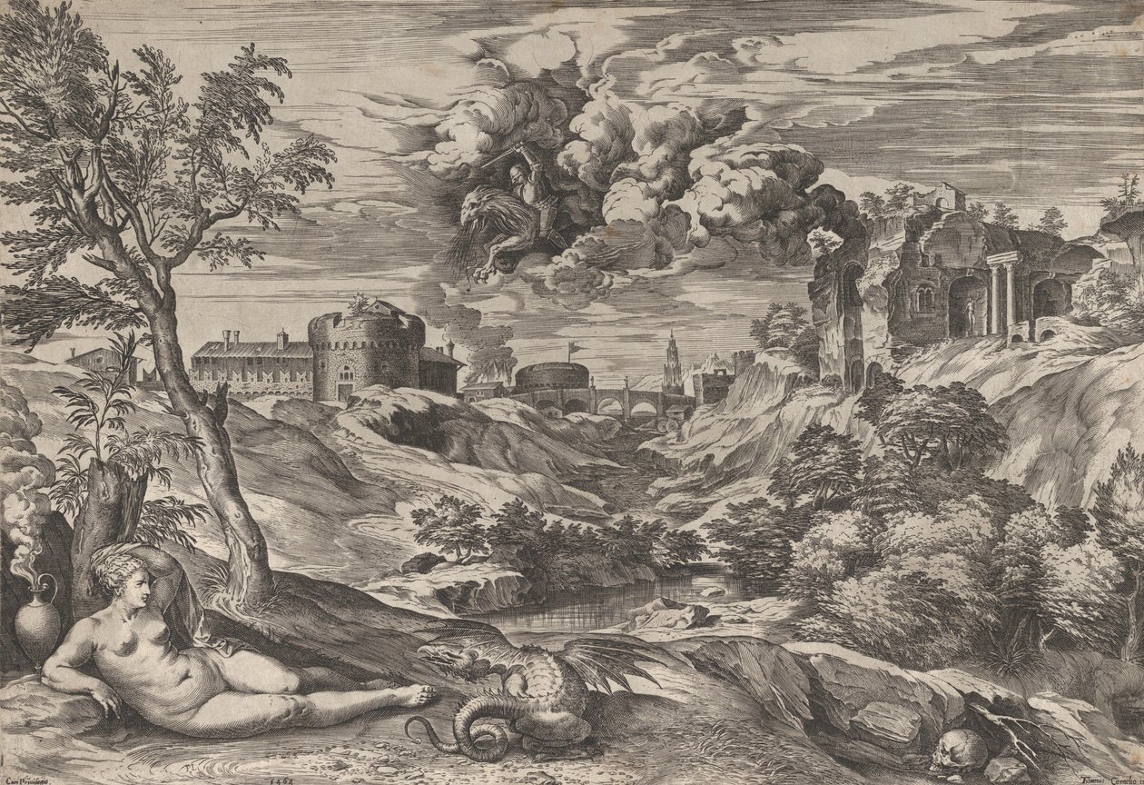 Ruggiero zachraňující Angeliku, 1565. od Cornelis Cort