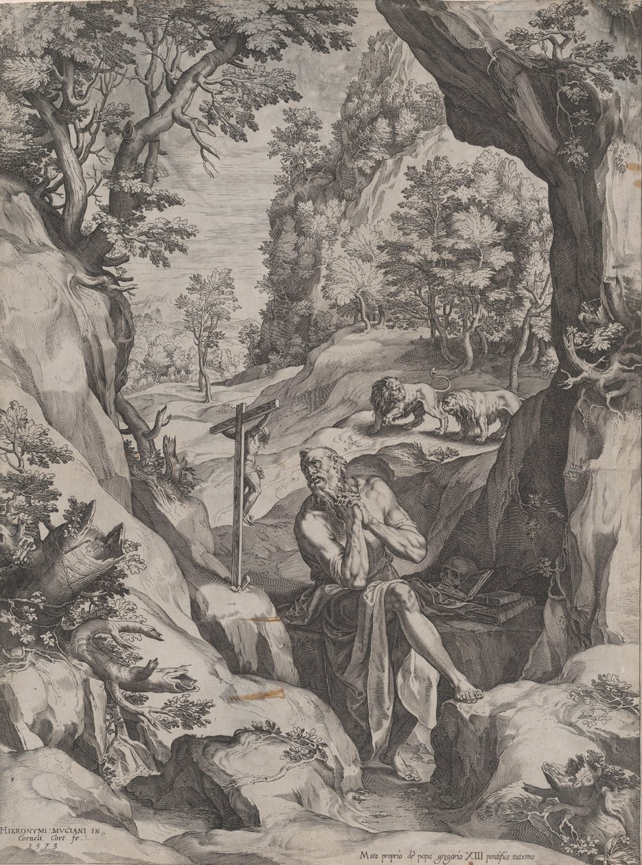 St Jerome Penitent in the Wilderness, 1573. od Cornelis Cort