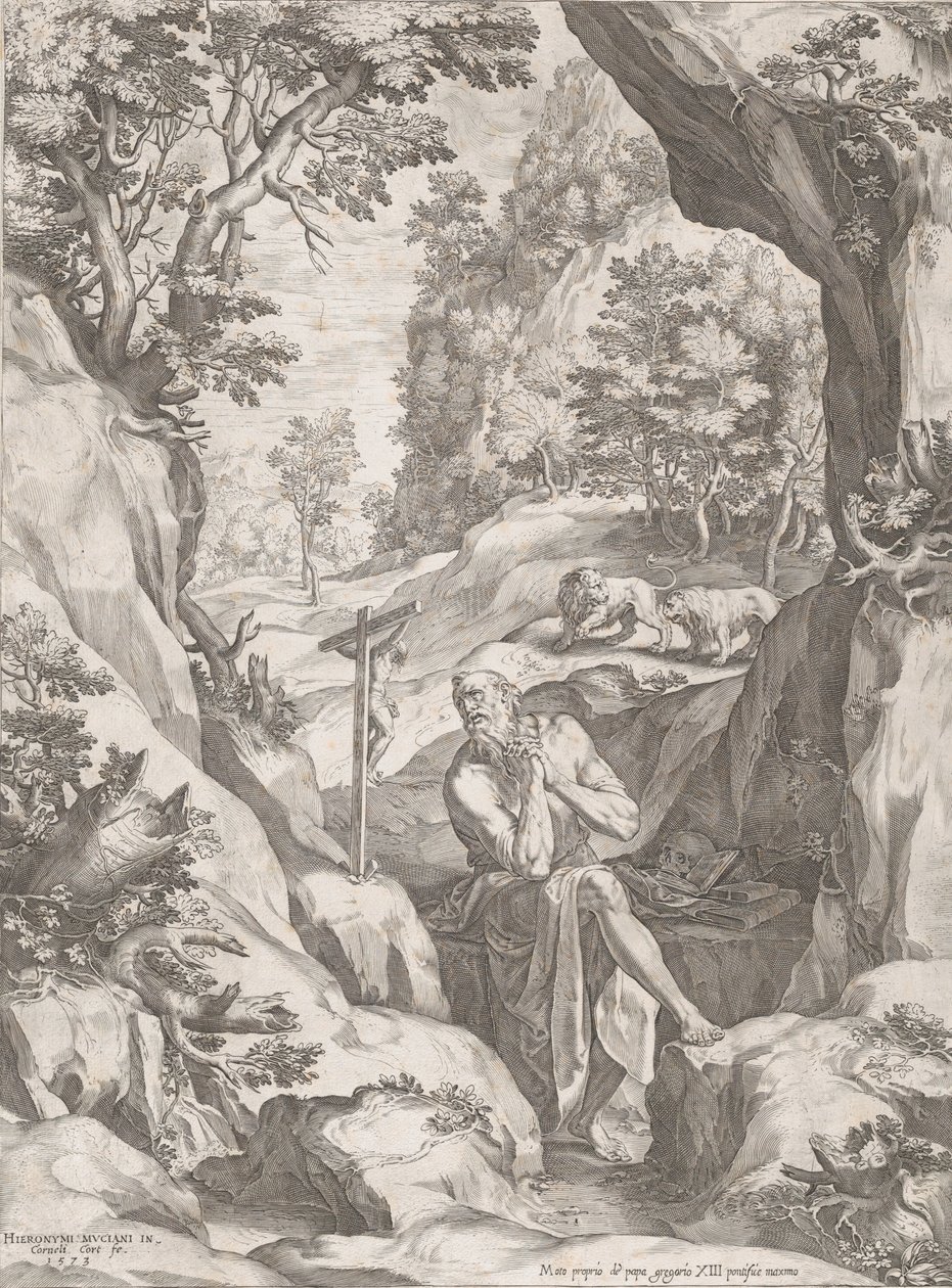 St Jerome Penitent in the Wilderness, 1573. od Cornelis Cort