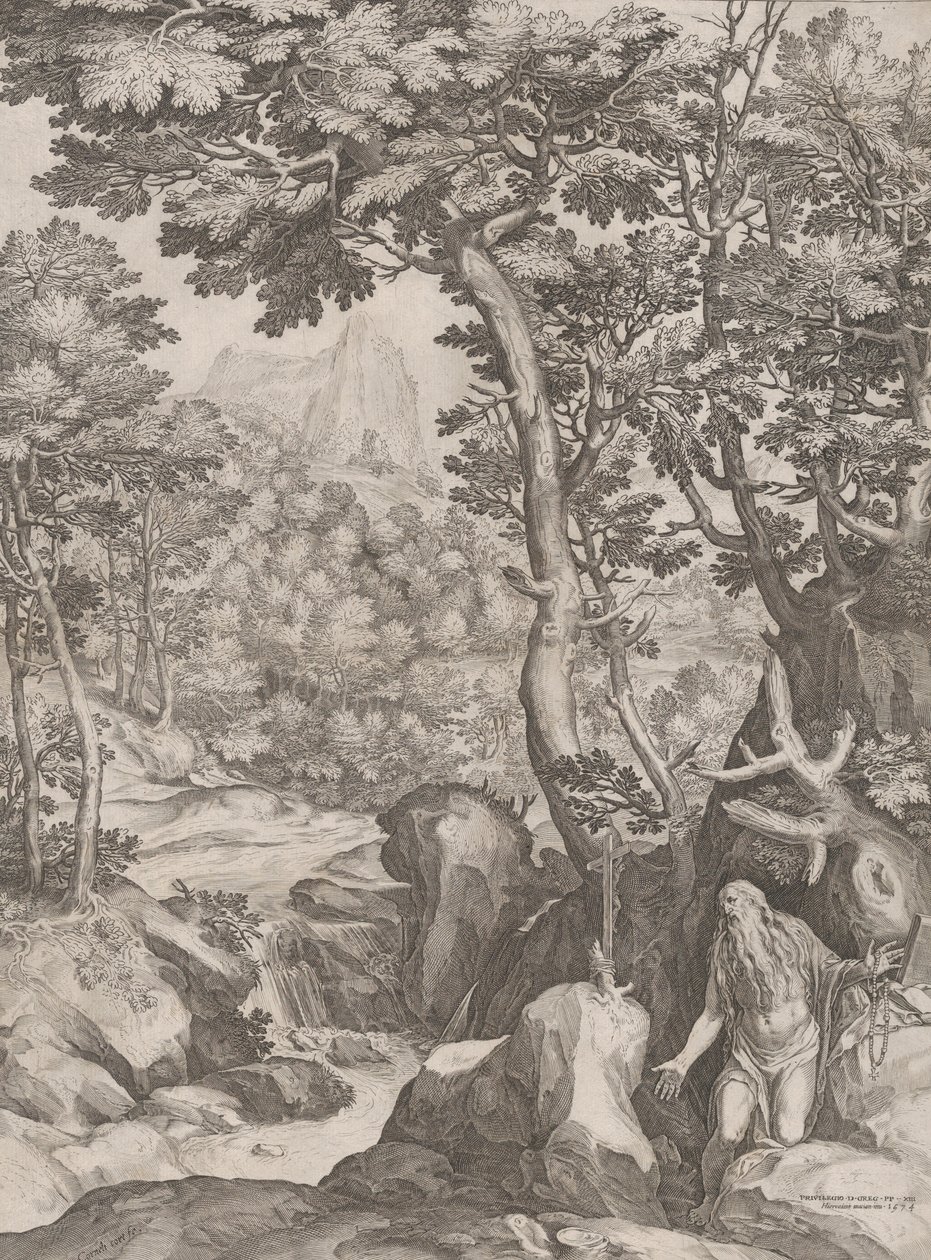 Svatý Onuphrius v divočině, 1574. od Cornelis Cort