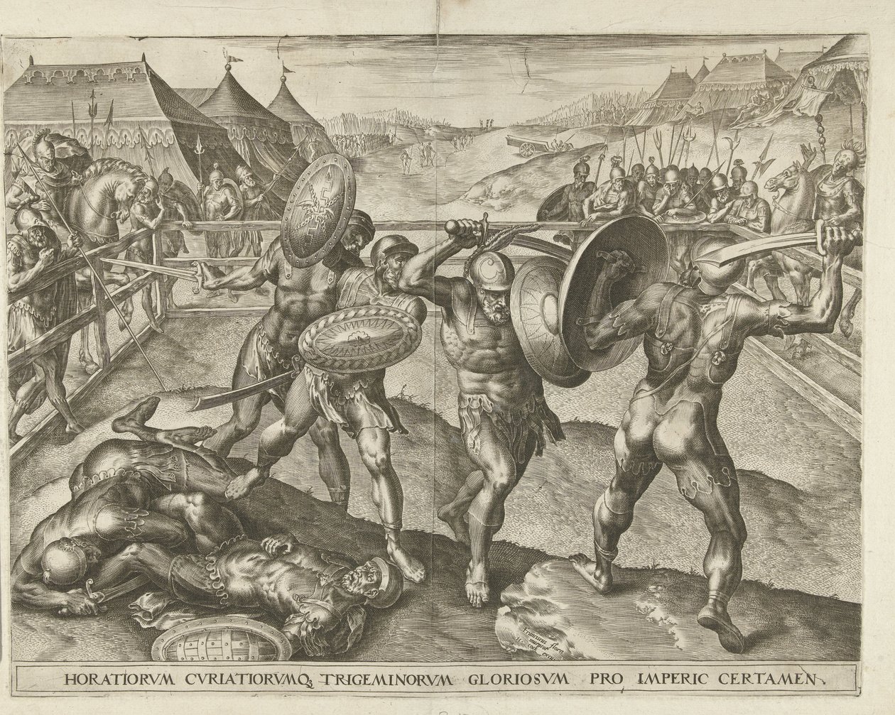 Bitva mezi Horatians a Curatians od Cornelis Cort