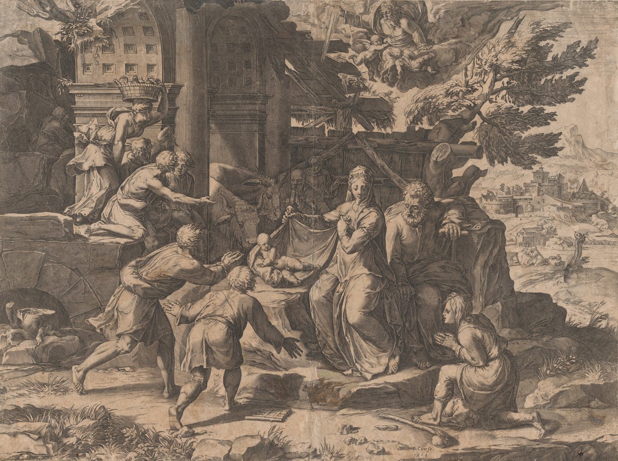 Klanění pastýřů, 1569., 1569. od Cornelis Cort