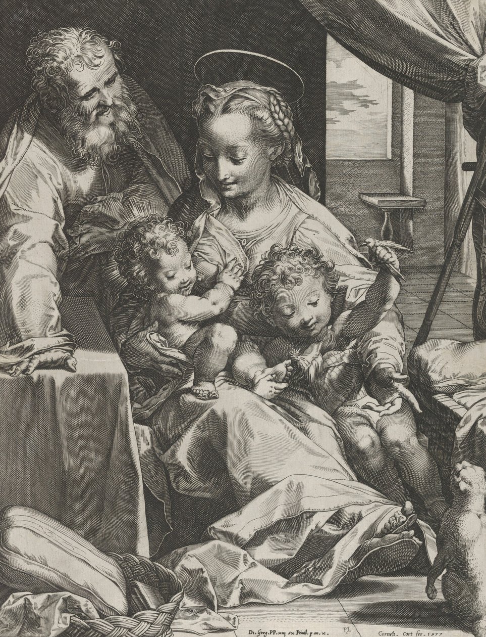 Svatá rodina, 1577. od Cornelis Cort