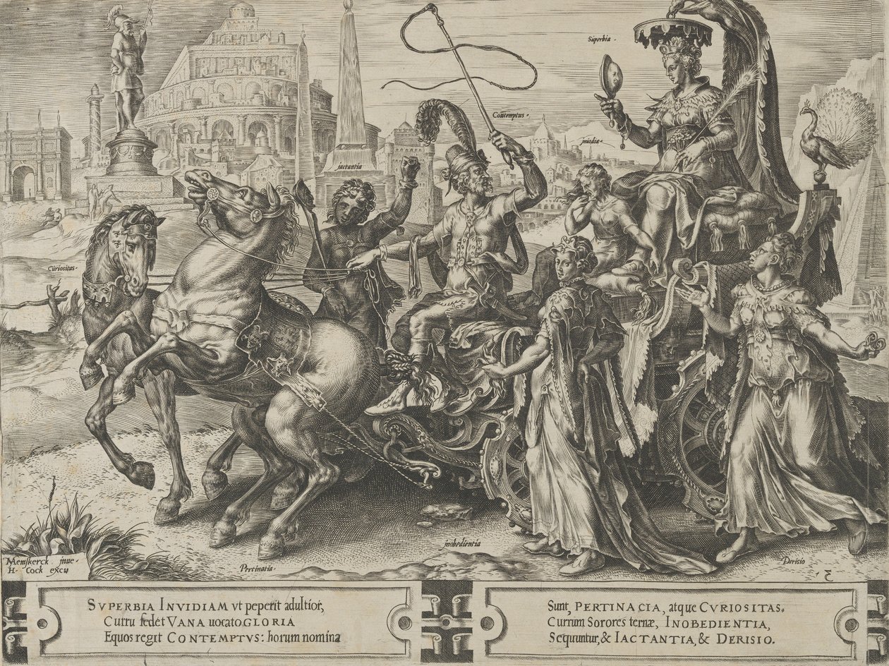 Triumph of Pride, z Cyklus proměn lidských záležitostí, deska 3, 1564. od Cornelis Cort