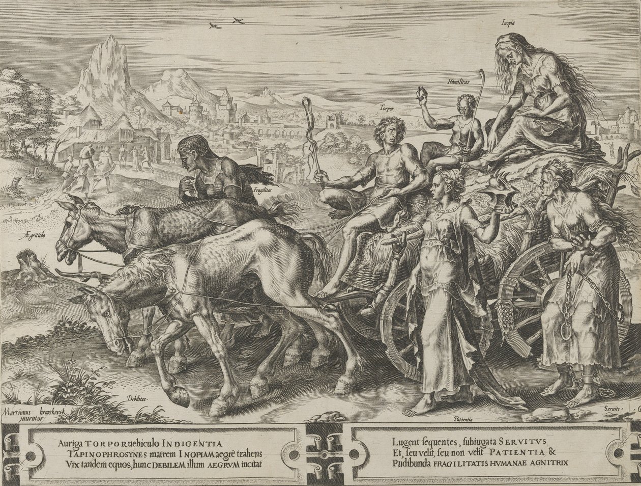 Triumph of Want, z Cyklus proměn lidských záležitostí, deska 6, 1564. od Cornelis Cort