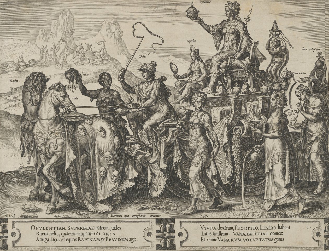 Triumph of the Riches, z Cyklus proměn lidských záležitostí, deska 2, 1564. od Cornelis Cort