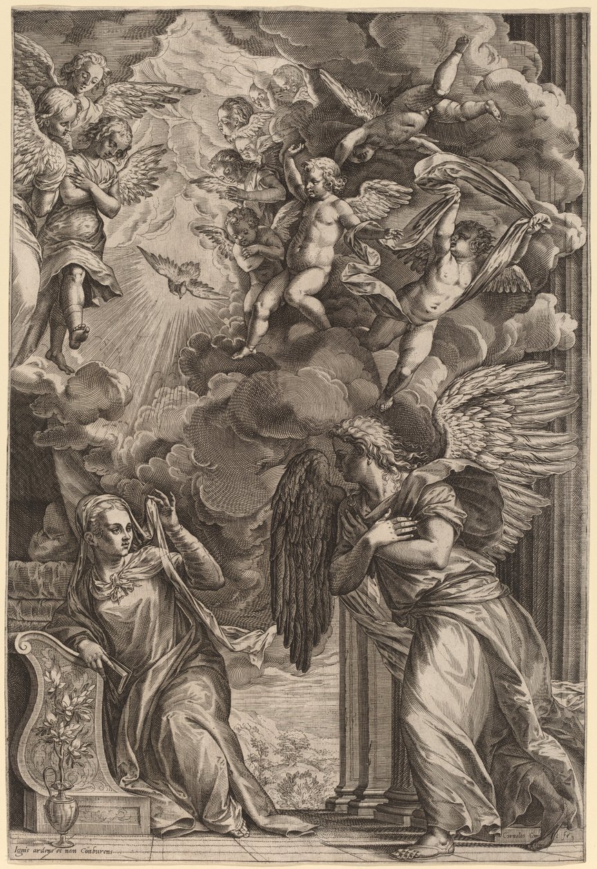 Zvěstování od Cornelis Cort after Titian