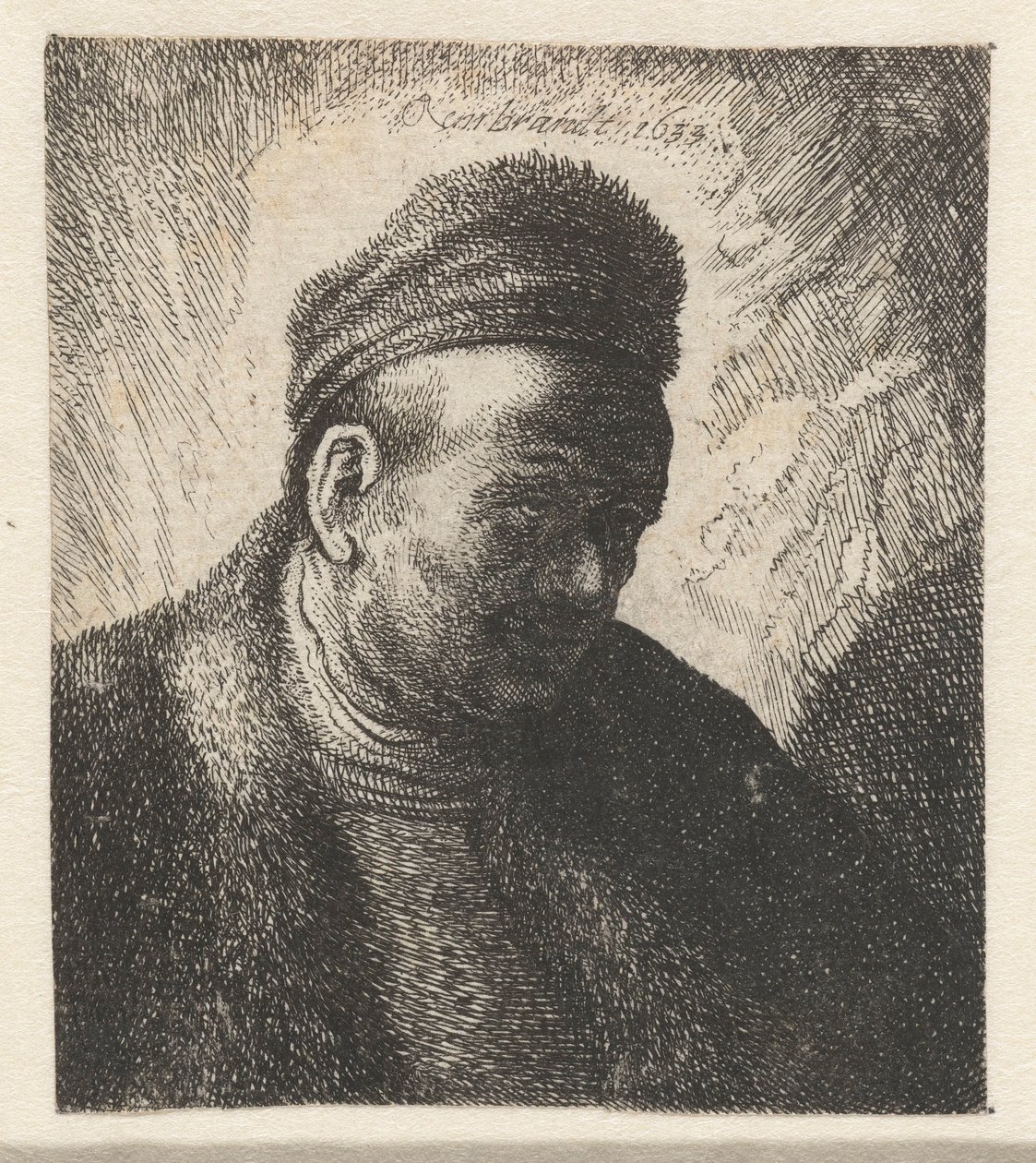 Bezvousý muž v kožešinovém plášti a čepici: poprsí od Cornelis Danckerts (I) (workshop of)