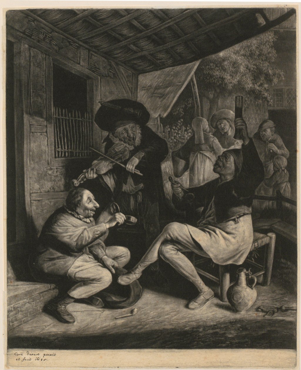 Muž nabízí jinému tabák od Cornelis Dusart