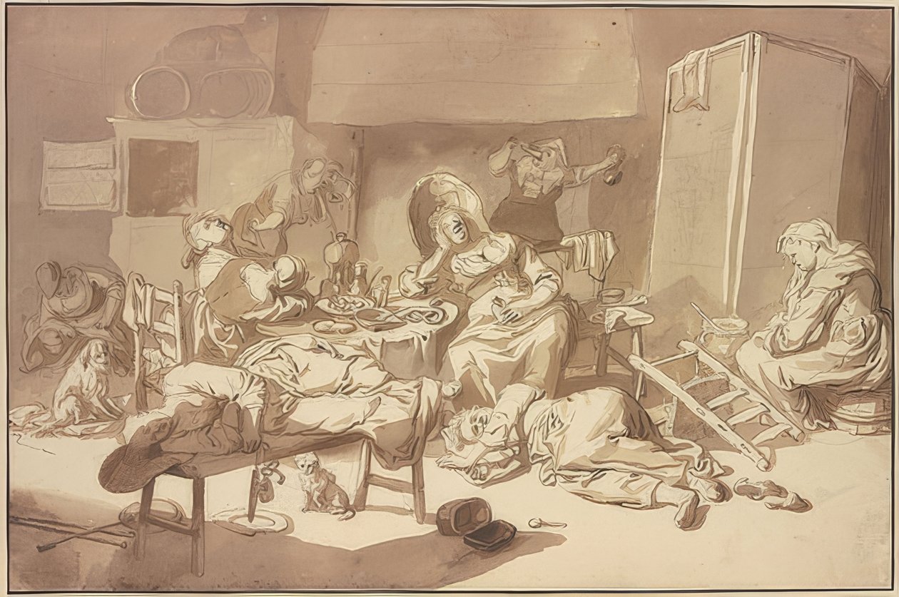 Společnost opilých žen. (nedatováno) od Cornelis Dusart