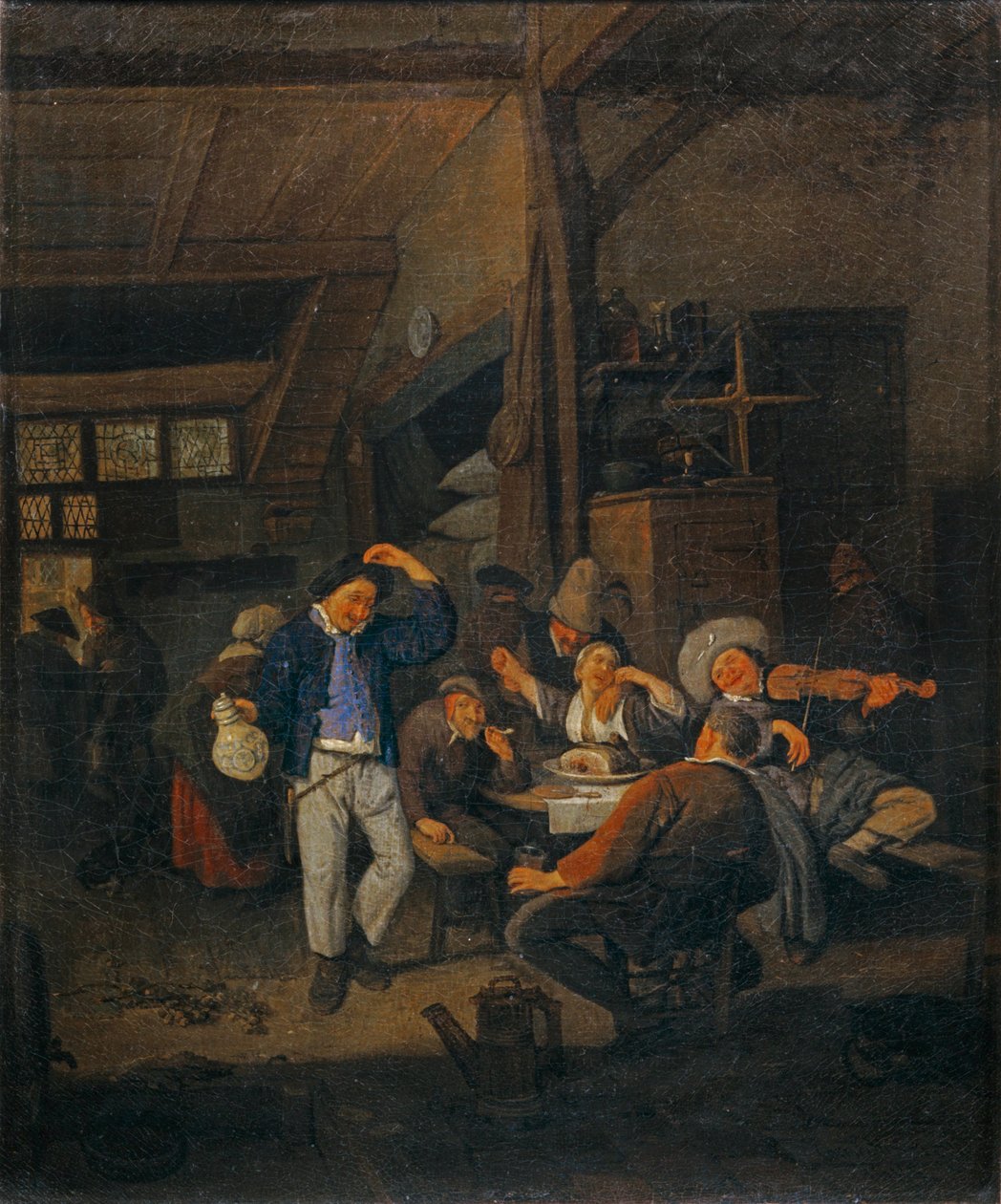 Interieur de cabaret: le danseur au pichet - Interiér hospody: tanečník se džbánem ... od Cornelis Dusart