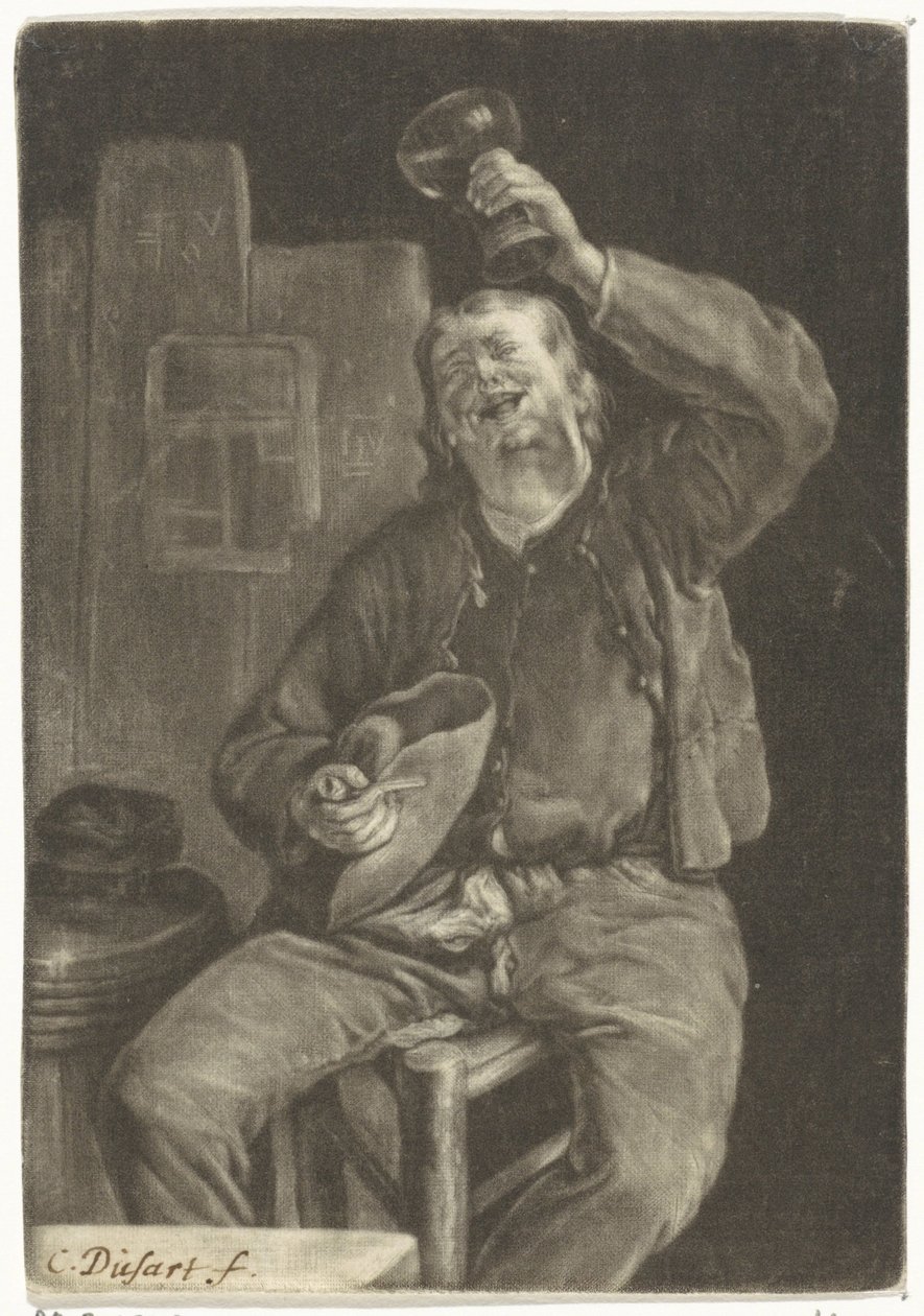 usměvavý piják od Cornelis Dusart