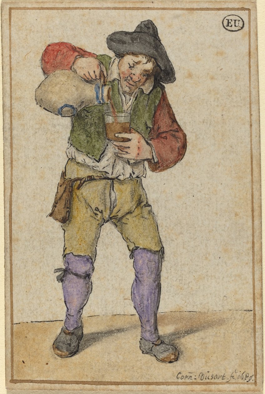 Rolník plnění sklenice od Cornelis Dusart