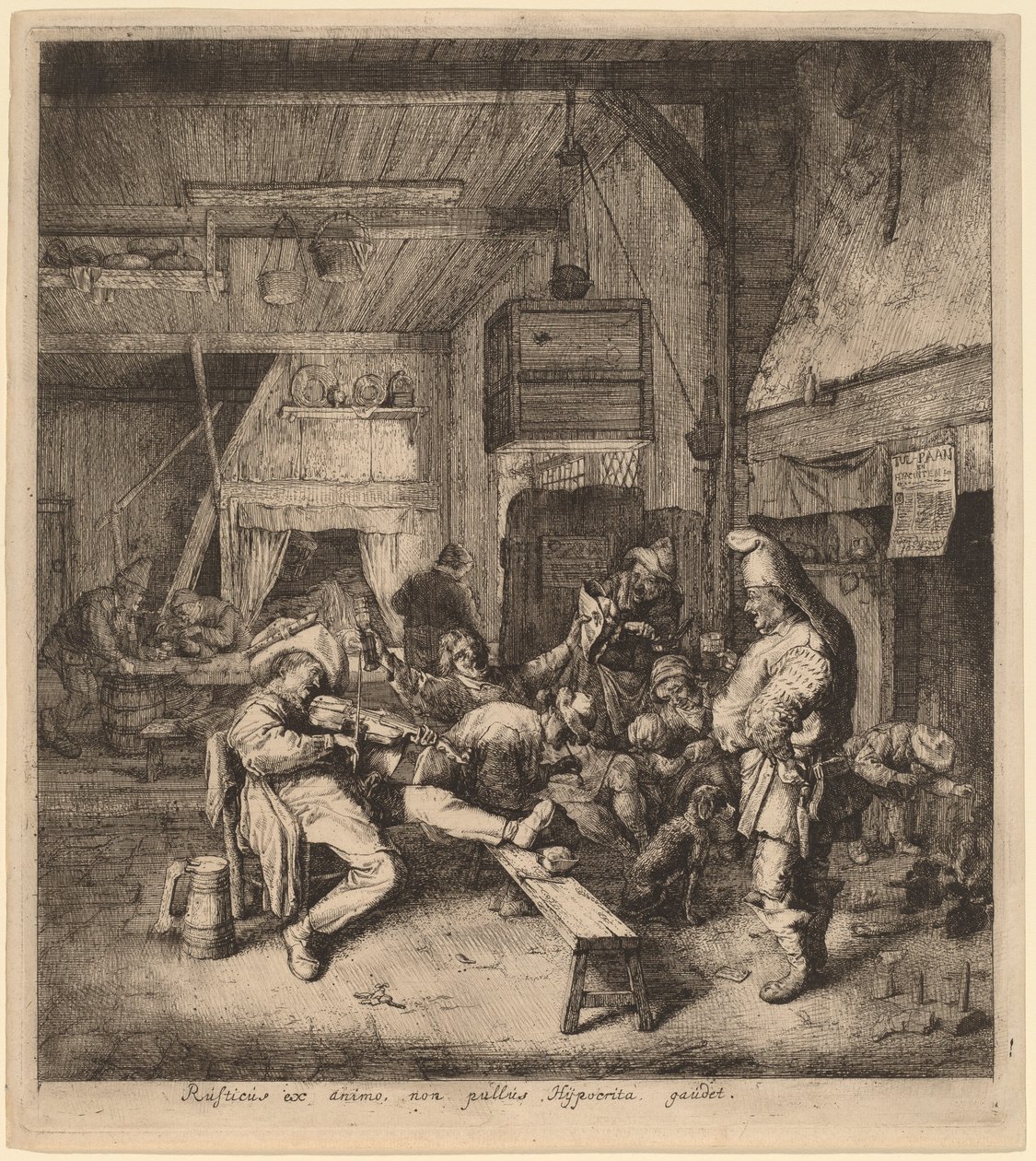 Houslista sedící v hospodě od Cornelis Dusart