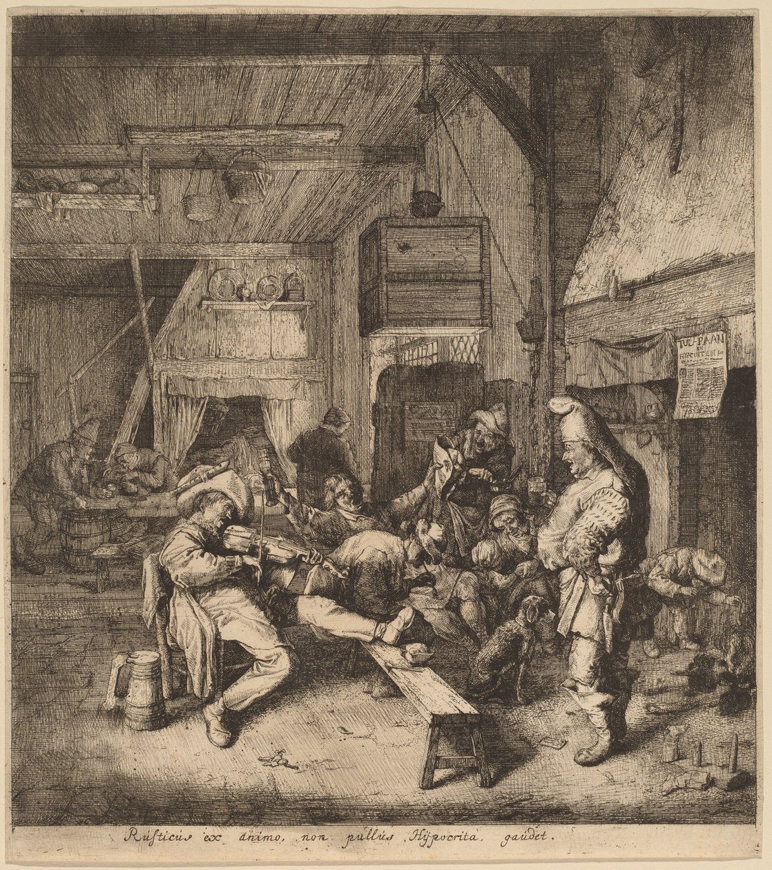 Houslista sedící v hospodě od Cornelis Dusart