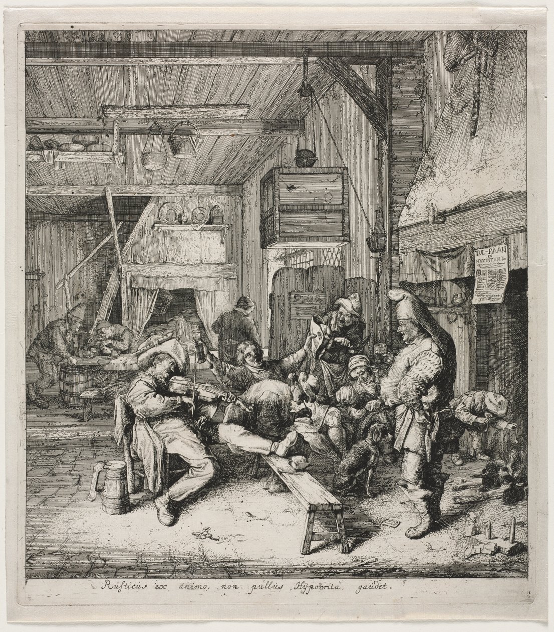 Houslista sedící v hostinci od Cornelis Dusart