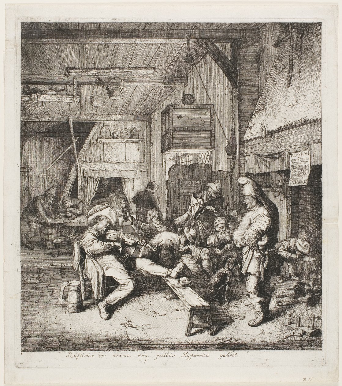 Houslista sedící v hostinci od Cornelis Dusart