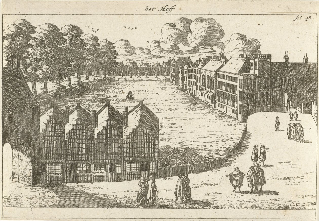 Pohled na Buitenhof the Hoff (název na objektu) od Cornelis Elandts