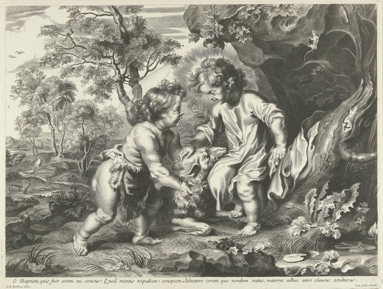 Jana Křtitele a Krista jako děti od Cornelis Galle (I) (possibly)