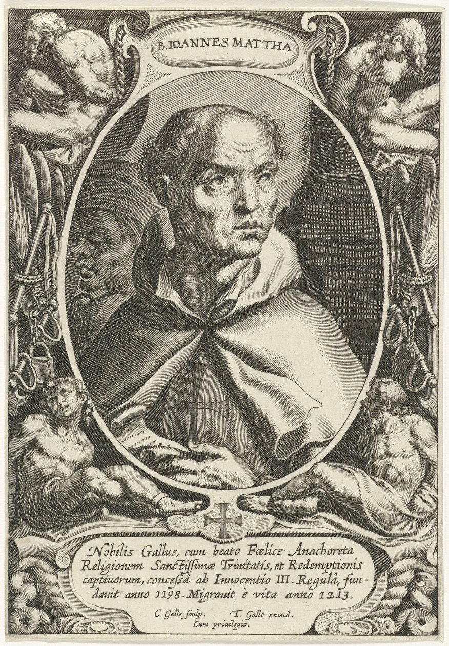 Svatý Jan z Mathy B. Ioannes Mattha (titul na předmětu) Zakladatelé náboženských řádů (název série) od Cornelis Galle (I)