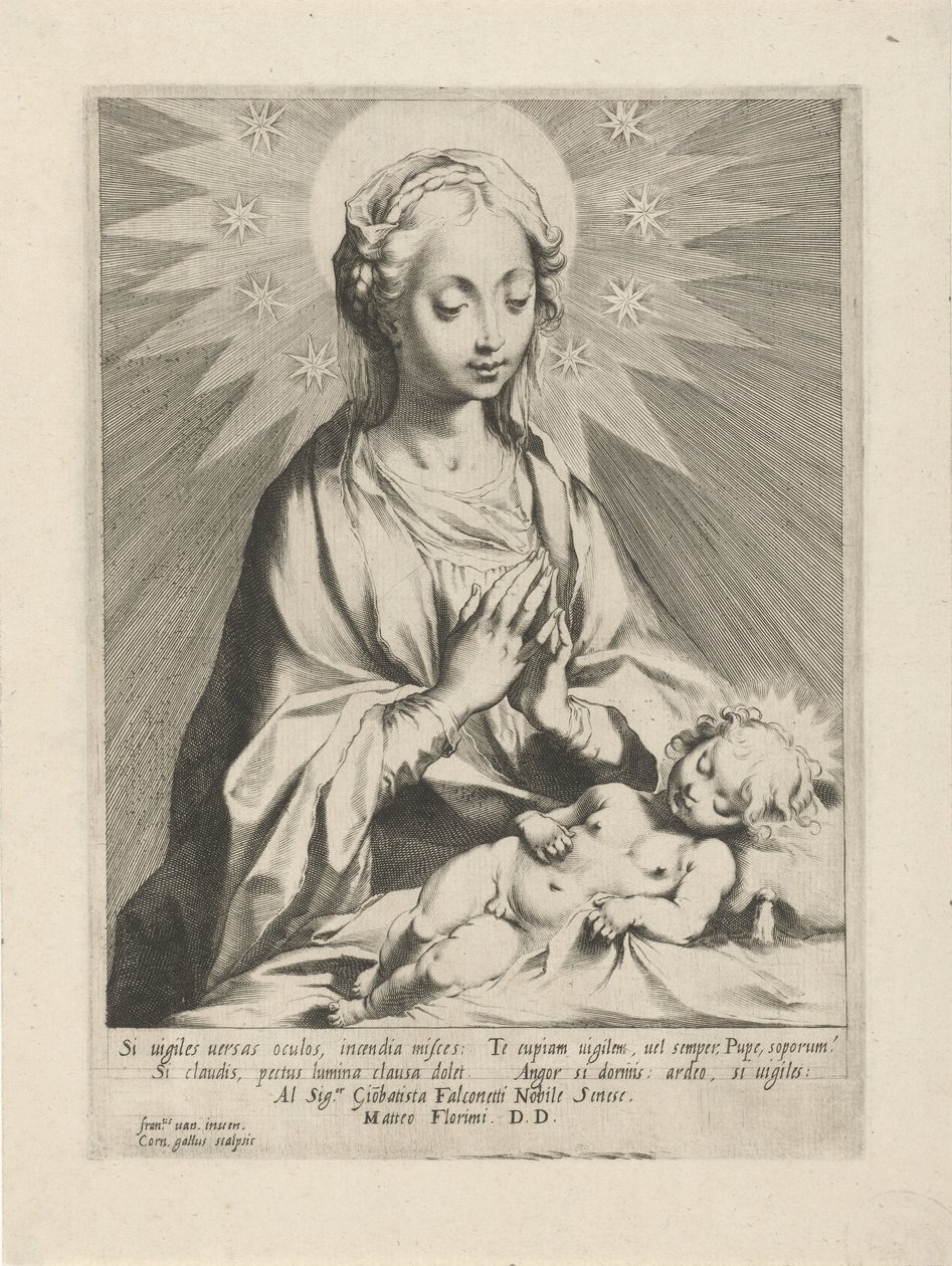 Marie uctívá dítě Krista od Cornelis Galle (I)