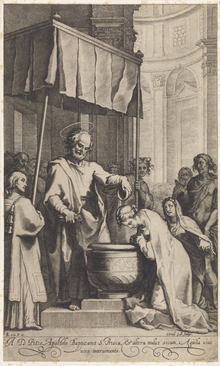 Petr křtí svatou Prisku Římskou od Cornelis Galle (I)