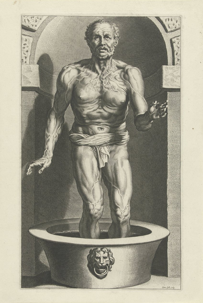 Seneca stojící s nohama ve vaně od Cornelis Galle (I)