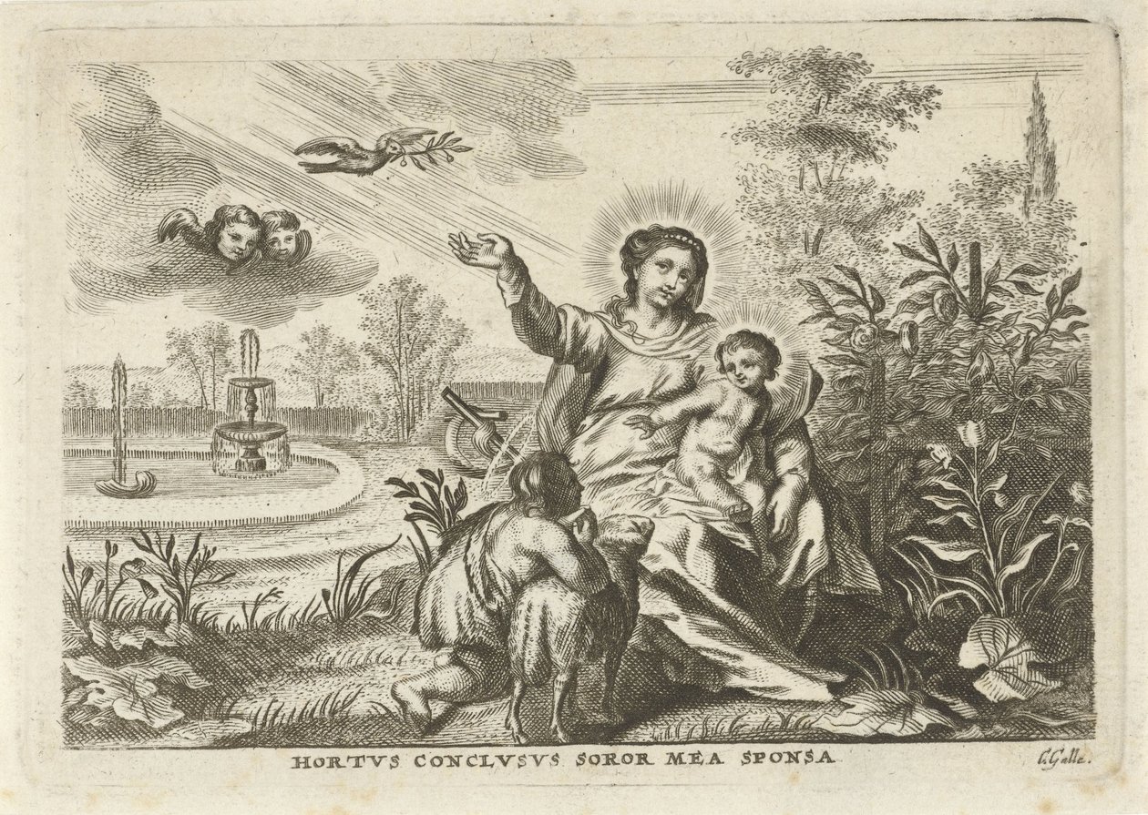 Maria se setkala s Kind en Johannes de Doper v de Hortus Conclusus od Cornelis Galle (II)