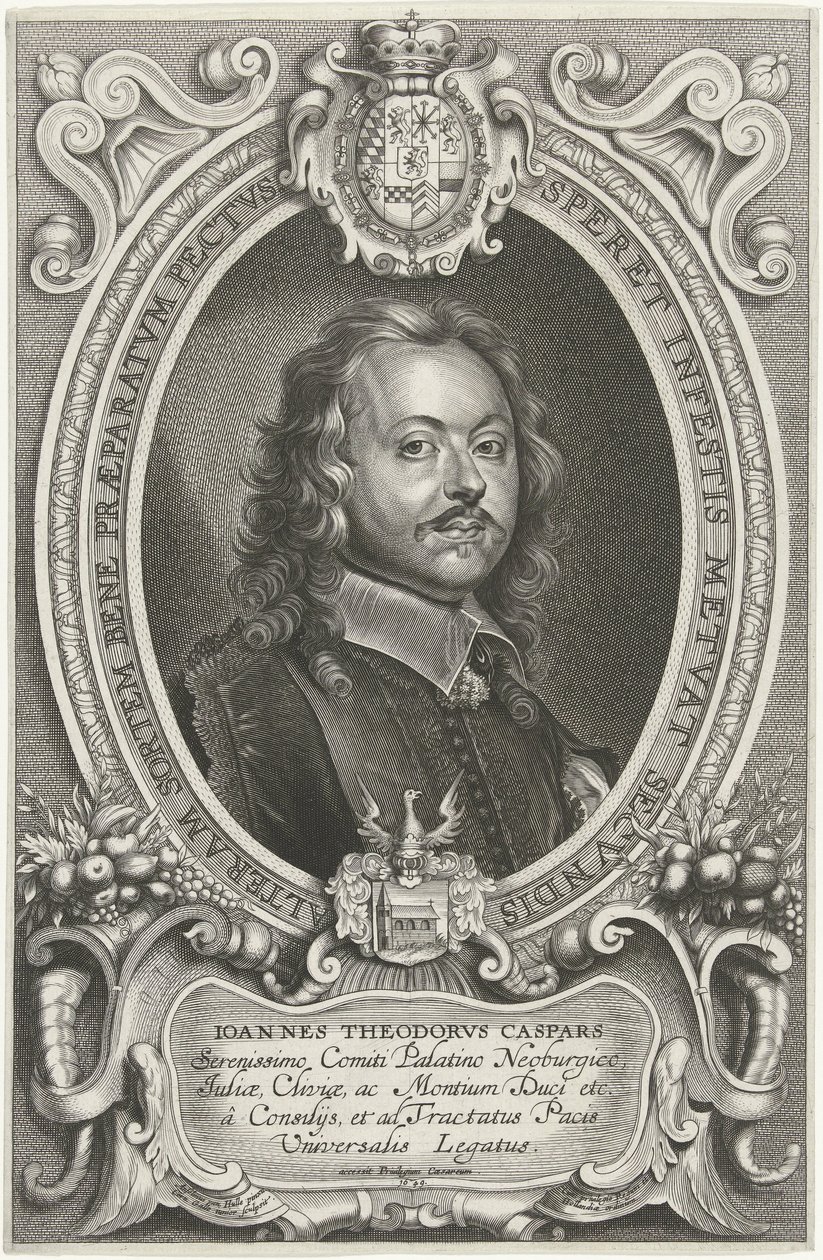 Portrét Johanna Theodora Casparse Nejslavnější vyslanci křesťanského jména pro uklidnění světa, klášter a Osnabruga (...) (název série) od Cornelis Galle (II)