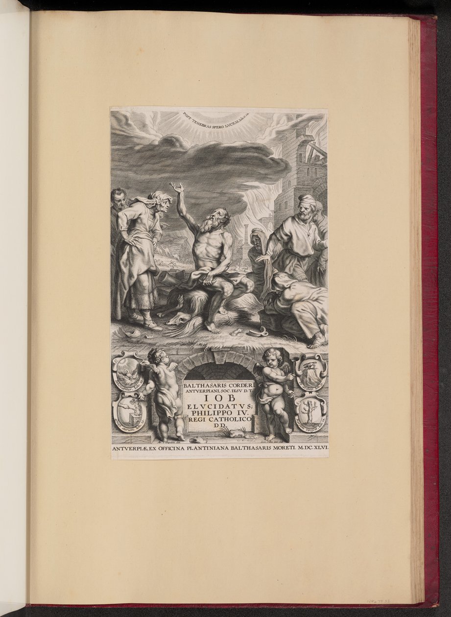 Titulní strana pro Balthasara Cordiera, Iob Elvcidatvs od Cornelis Galle II after Abraham van Diepenbeeck