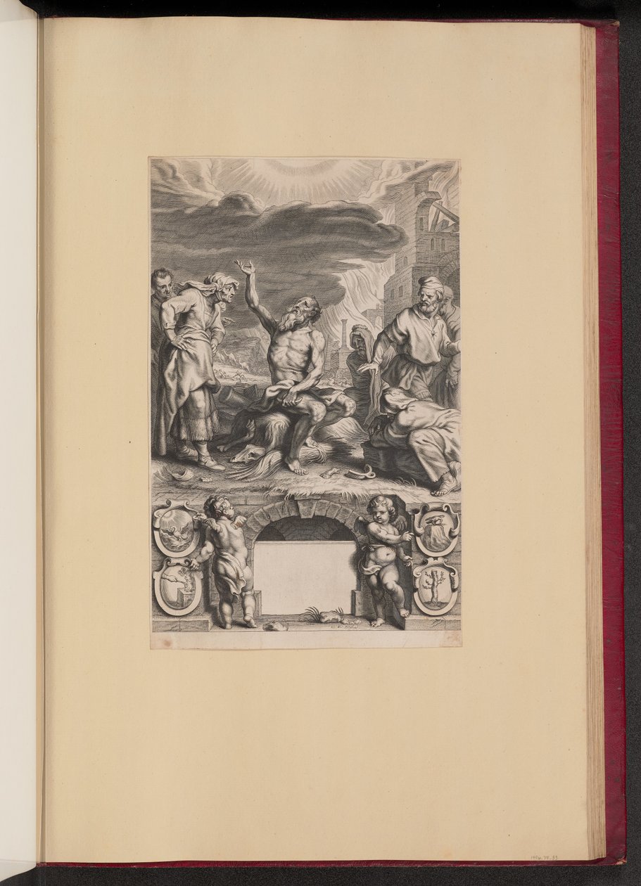Titulní strana pro Balthasara Cordiera, Iob Elvcidatvs od Cornelis Galle II after Abraham van Diepenbeeck