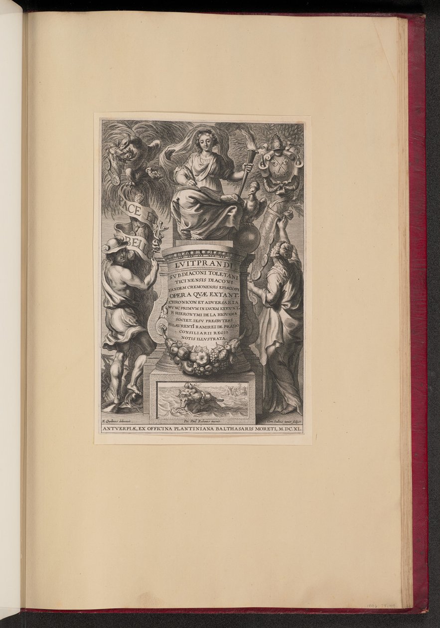 Titulní strana pro Liutprand, Opera od Cornelis Galle II after Erasmus Quellinus II after Sir Peter Paul Rubens