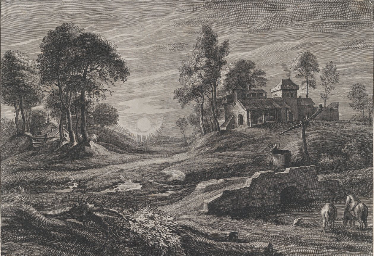 Krajina s Draw-Well, 1638-60. od Cornelis Galle I
