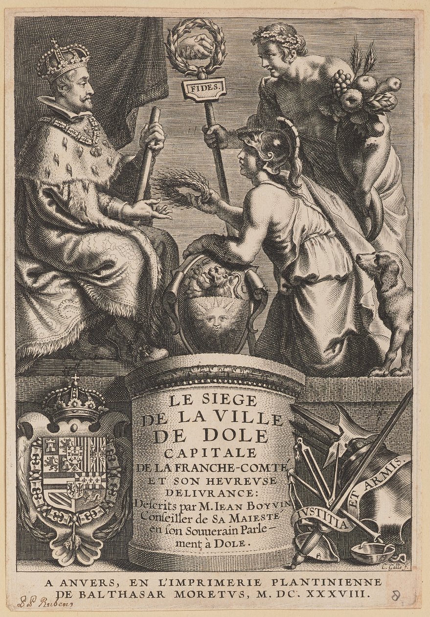 Titulní strana pro Jean Boyvin, Obležení města Dole od Cornelis Galle I after Erasmus Quellinus II after Sir Peter Paul Rubens