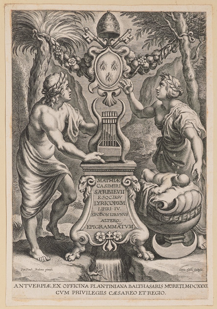 Titulní strana pro M.C. Sarbievsky, Lyricum Book IV od Cornelis Galle I after Sir Peter Paul Rubens