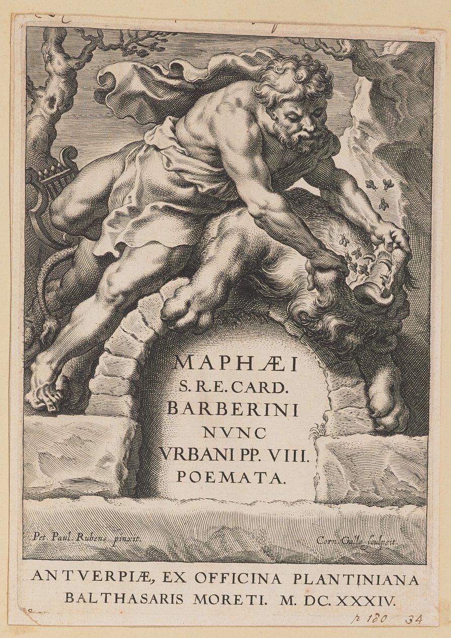 Titulní strana pro Maffeo Barbar, Básně od Cornelis Galle I after Sir Peter Paul Rubens