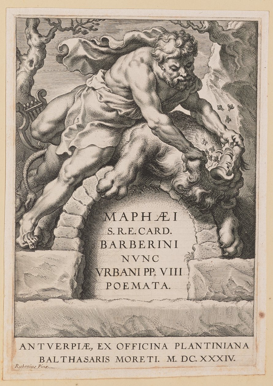 Titulní strana pro Maffeo Barbar, Básně od Cornelis Galle I after Sir Peter Paul Rubens