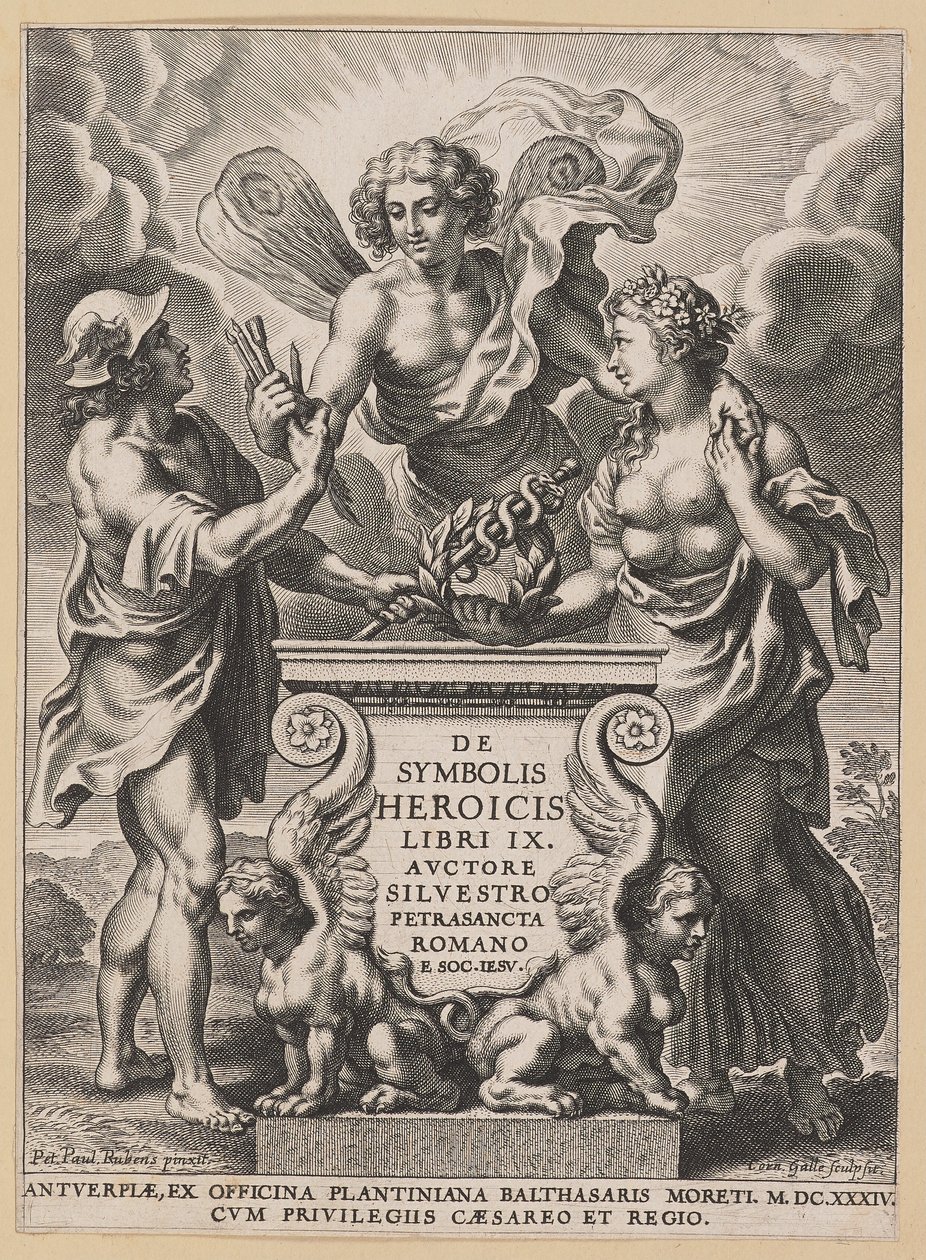 Titulní strana Silvestra Pietrasanty, O hrdinských symbolech od Cornelis Galle I after Sir Peter Paul Rubens