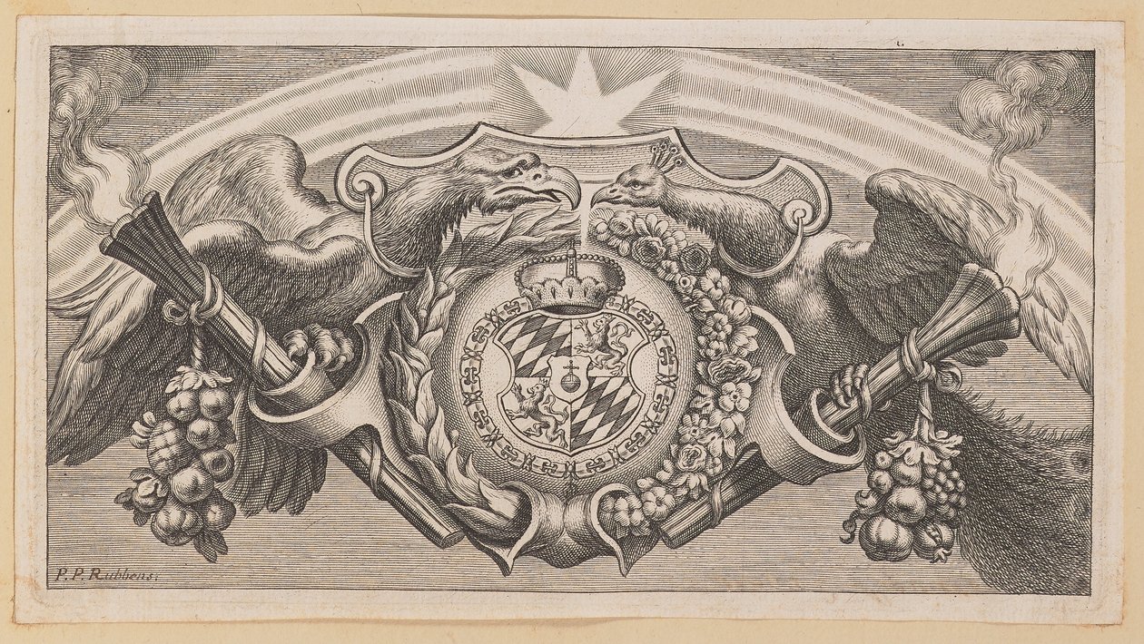 Viněta pro titulní stránku Balthasara Cordiera, řetězce řeckých otců v Saint John od Cornelis Galle I after Sir Peter Paul Rubens