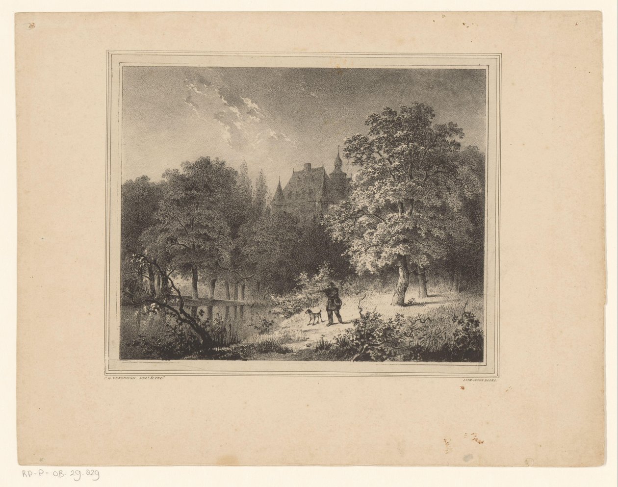 Lovec v lese od Cornelis Gerrit Verburgh