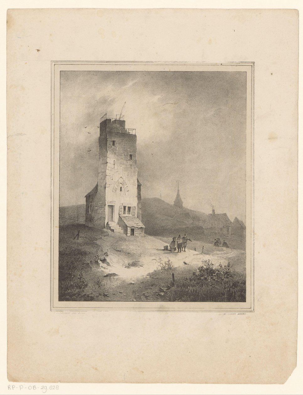 Věž v krajině dun od Cornelis Gerrit Verburgh