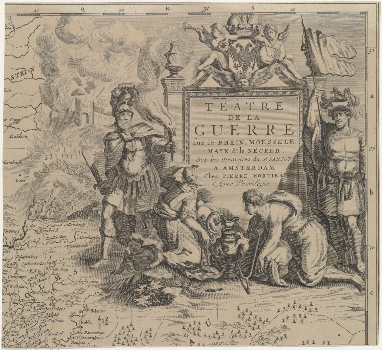 Kaart van de regio Solms tussen Marburg en Frankfurt am Main in Duitsland (blad rechtsboven) Téâtre de la Guerre sur le Rhein, Moessele, Mayn & le Necker (title on object)   1331480   cs       czech Successfully Translated  Original: Die glückliche Hand (2 od Cornelis Huyberts