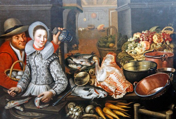 Kuchyňské zátiší se dvěma figurkami (olej na plátně) od Cornelis Jacobsz Delff