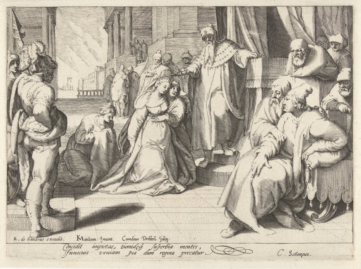 Ester před Ahasverem od Cornelis Jacobsz. Drebbel