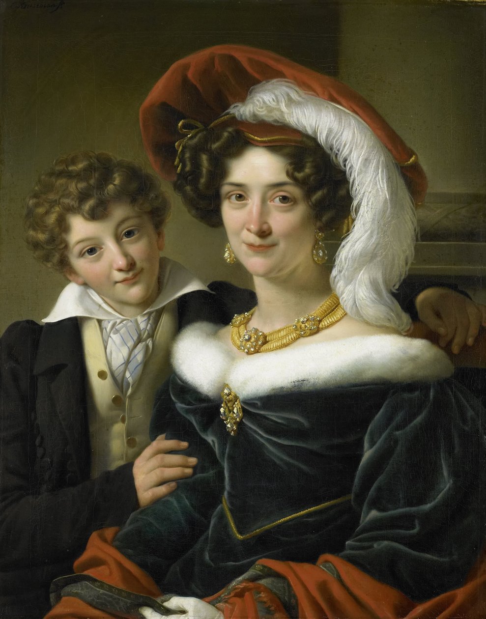 Rudolphina Wilhelmina Elizabeth de Sturler (1798-1873), druhá manželka hraběte Johannese van den Bosch, se svým synem Richardem Leeuwenhartem od Cornelis Kruseman (attributed to workshop of)