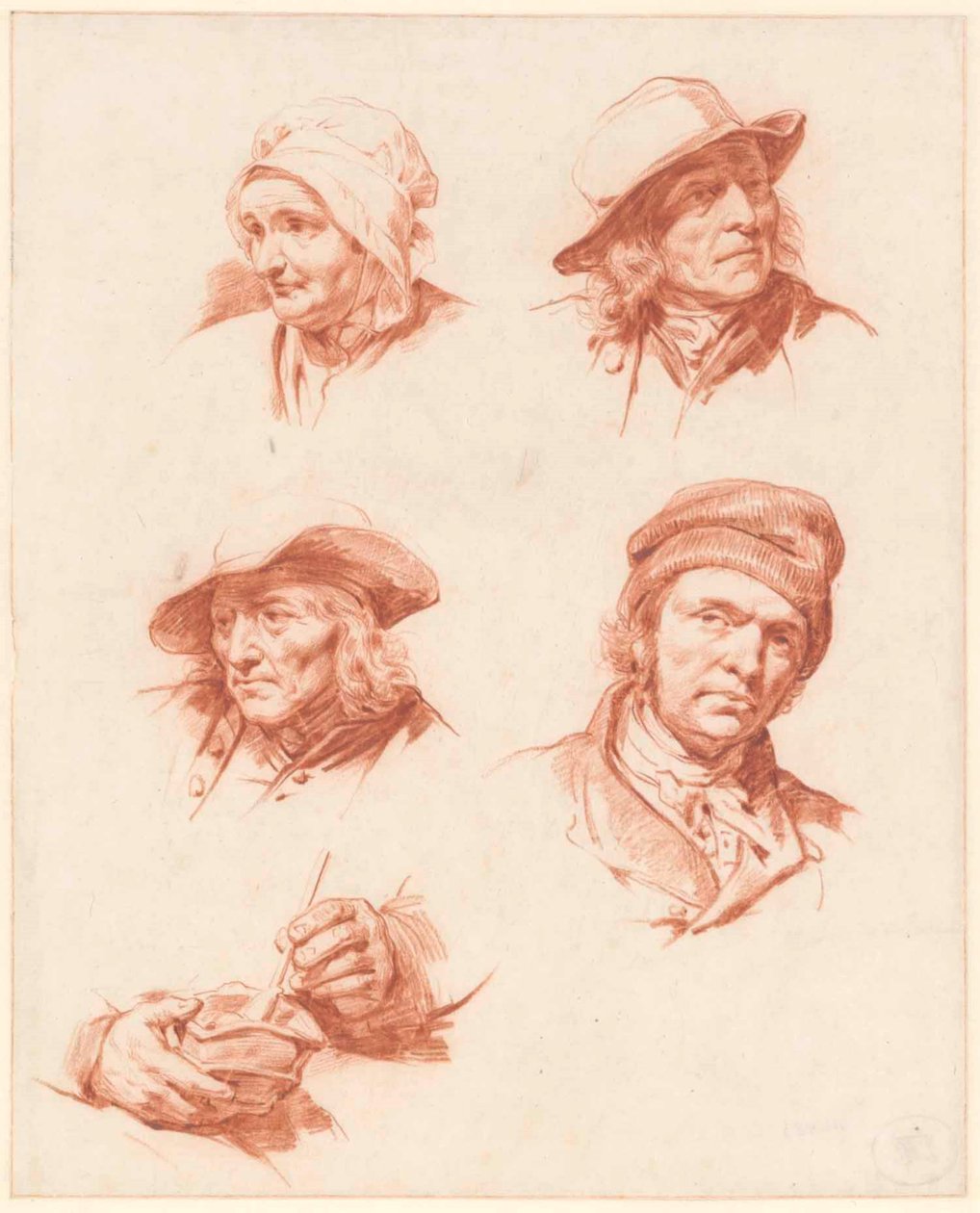 Studijní list s hlavami od Cornelis Kruseman
