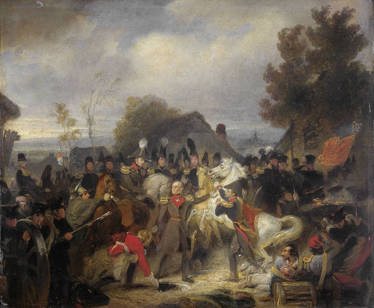 Princ Oranžský mění svého zraněného koně během zásnub v Boutersem od Cornelis Kruseman